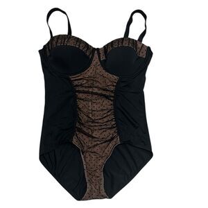 Swimsuits For All Black Lace Polka Dots 1pc Swimsuit NEW Underwire Size 16